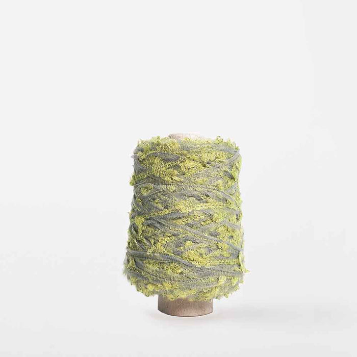 Mondofil Ischia mohair yarn cone in moss green mix for textured weaving