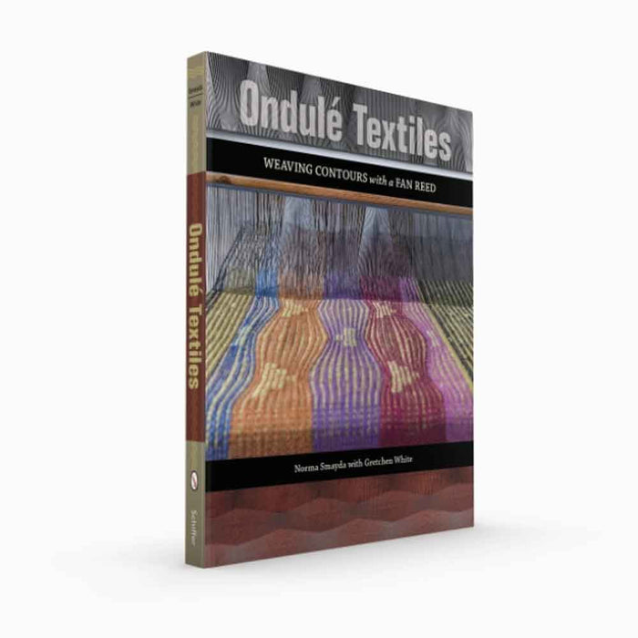 Three-quarter view of the book Ondulé Textiles showing cover and spine