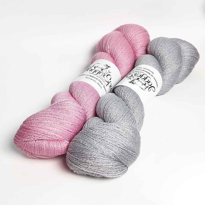 shadow weave Julietta kit Pewter and Laddy slipper  combinations showing contrast and pattern variation