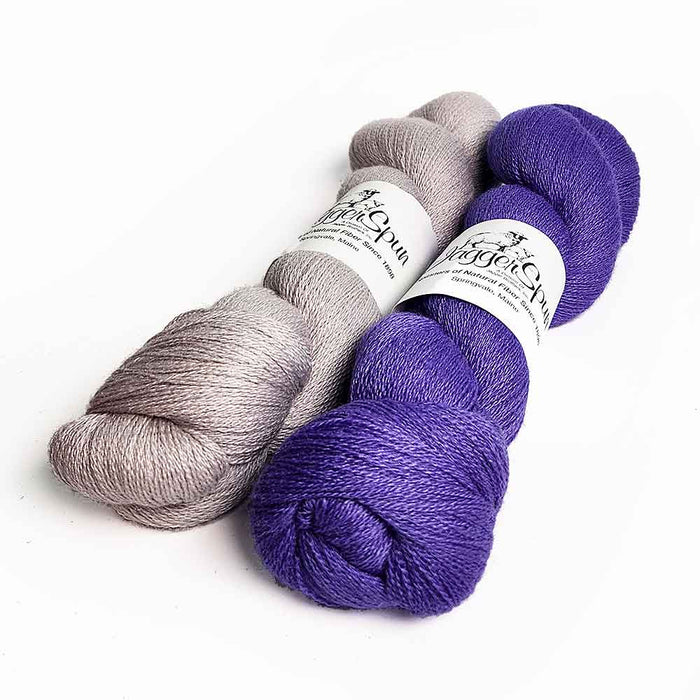 shadow weave Julietta kit Mushroom and Iris combinations showing contrast and pattern variation