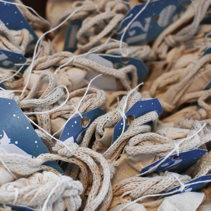 Fabric gift bags prepared for the 2026 Textile Advent Calendar