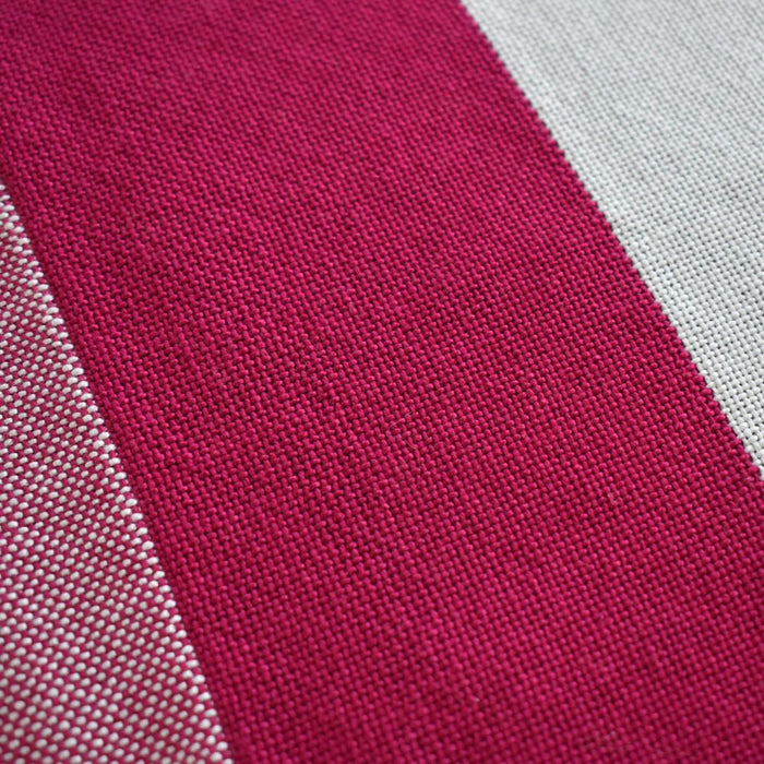 Red and white double weave sample showing contrasting woven layers