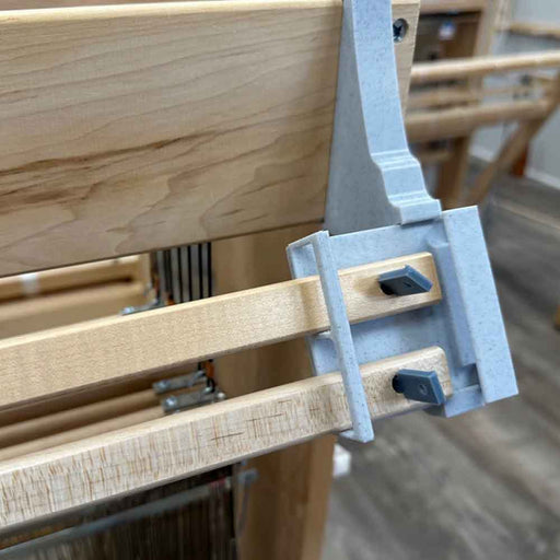 Close-up of Lofty Fiber Helping Hands mounted on a Harrisville Designs loom