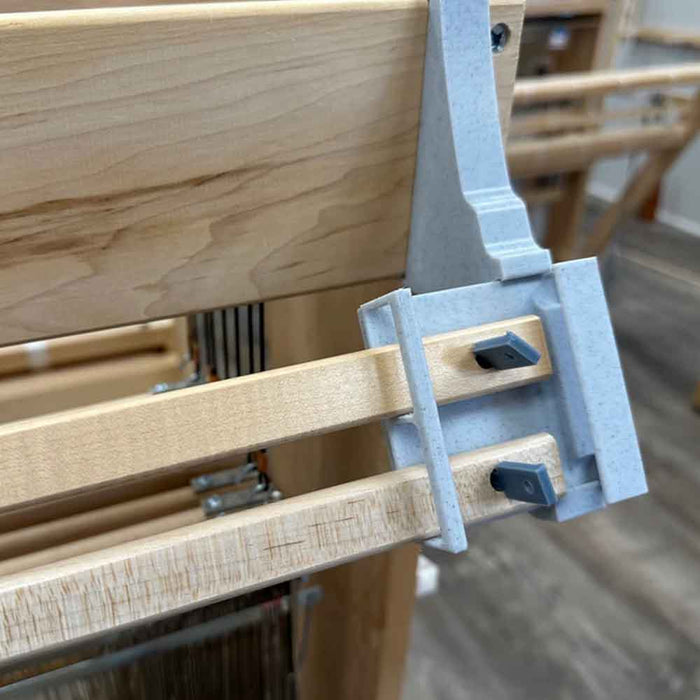 Close-up of Lofty Fiber Helping Hands mounted on a Harrisville Designs loom