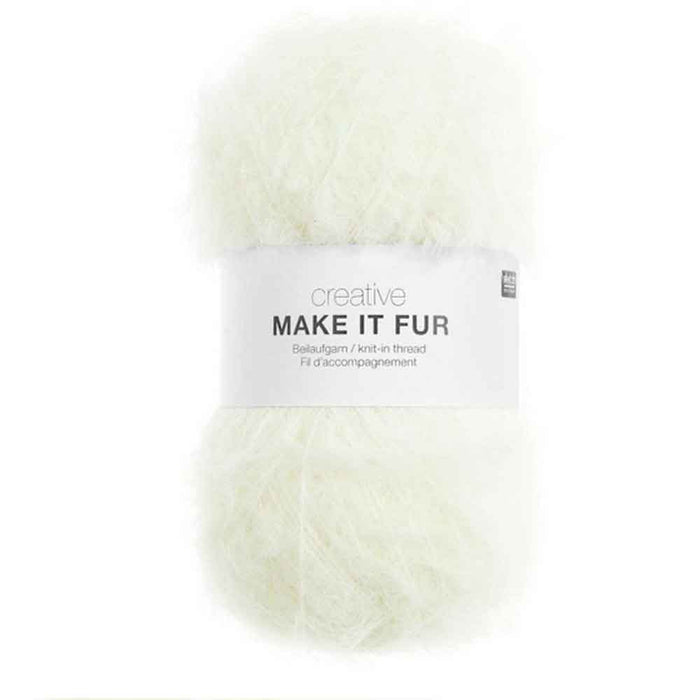 textured faux fur effect yarn - white colour