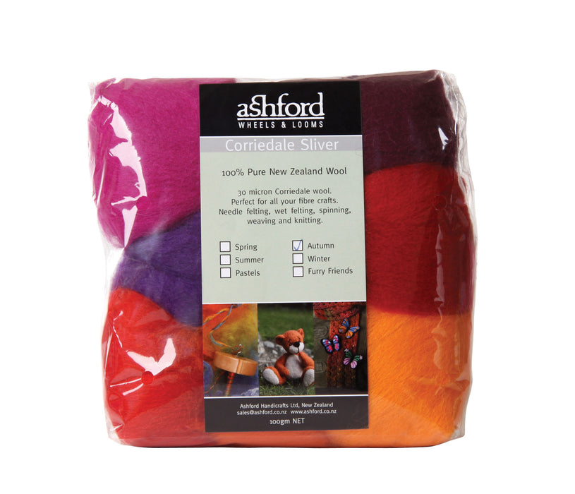 Mèches mélangées de laine Corriedale (sac de 100 g) - Ashford