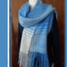 Mediterranean blue mohair and silk handwoven stole draped to show lightness and fluid drape